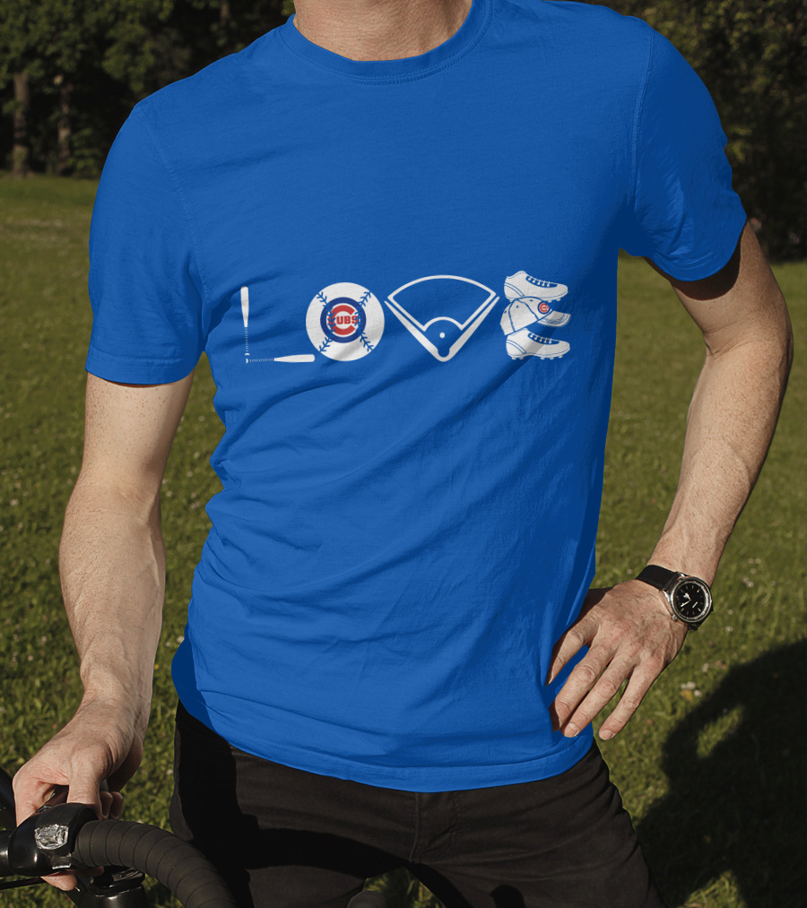 Love Cubs Baseball Field Bat Cleats T-Shirt