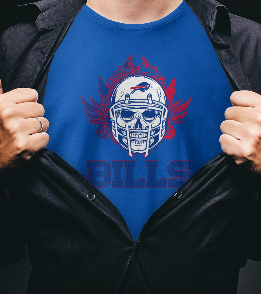 Buffalo Bills Skull Helmet Wings T-Shirt