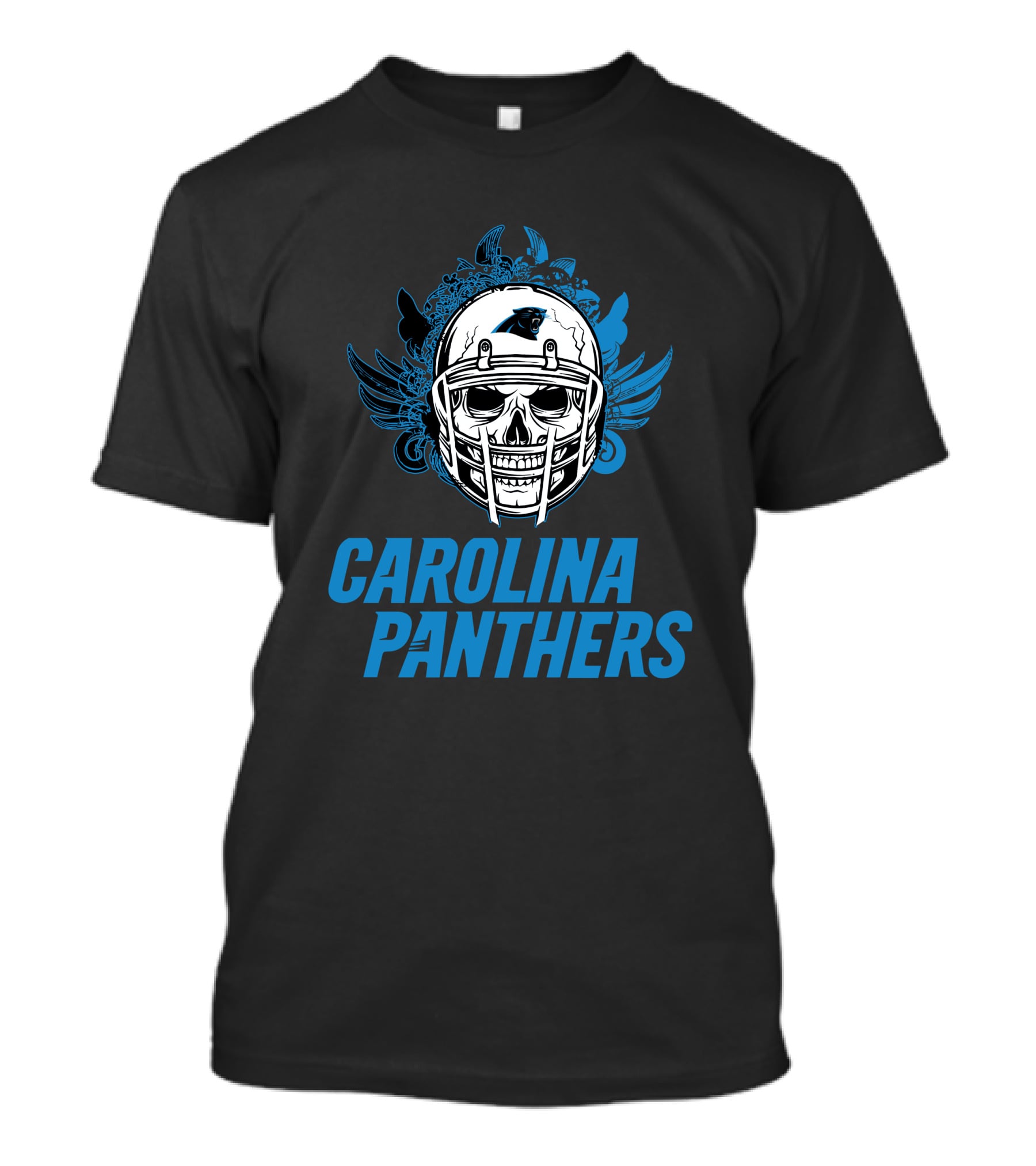 Carolina Panthers Skull Helmet Blue Wings T-Shirt