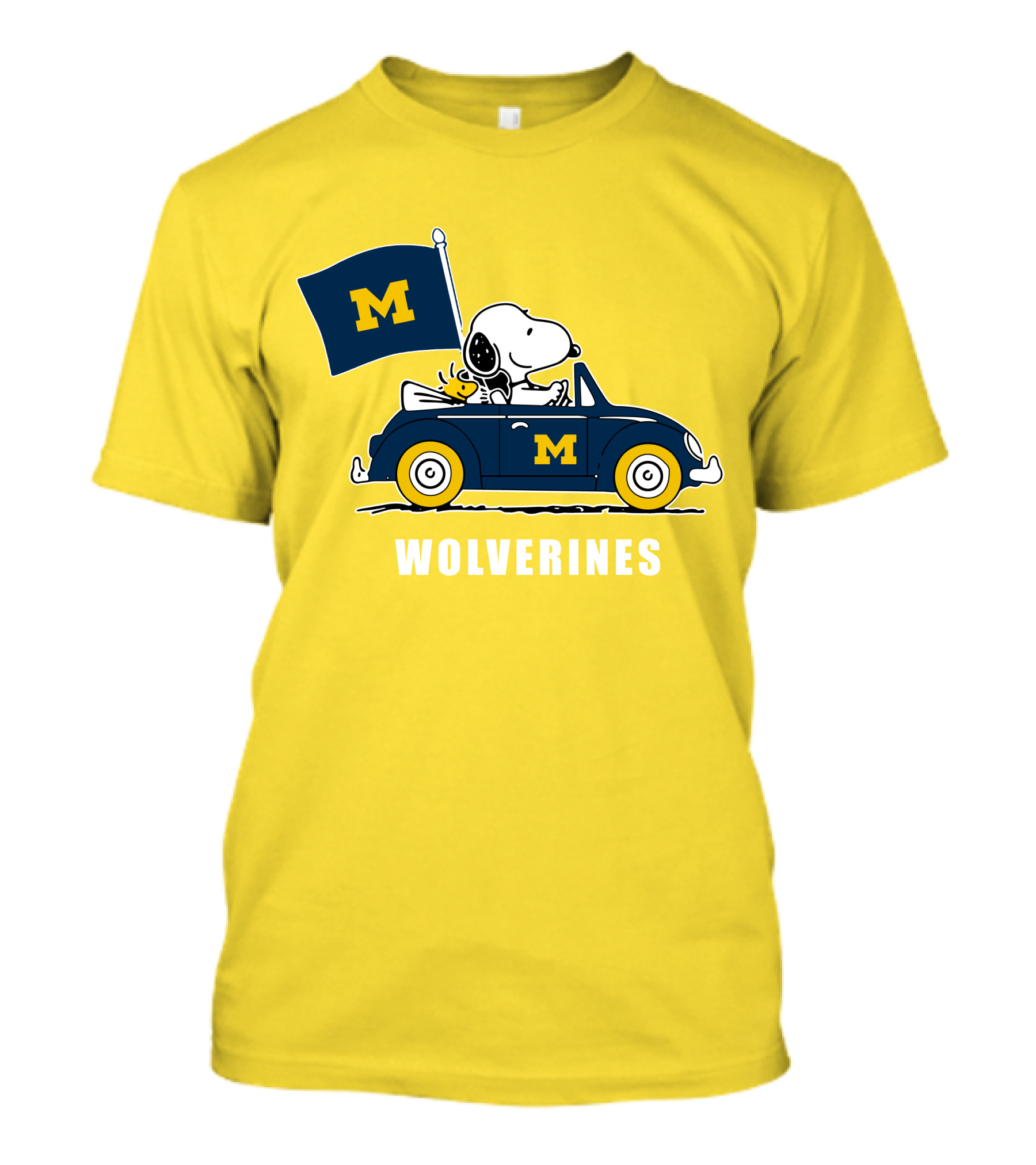 Michigan Wolverines Snoopy Driving With Flag T-Shirt