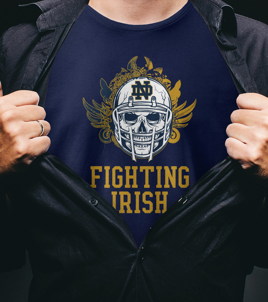 Notre Dame Fighting Irish Skull Helmet Emblem T-Shirt
