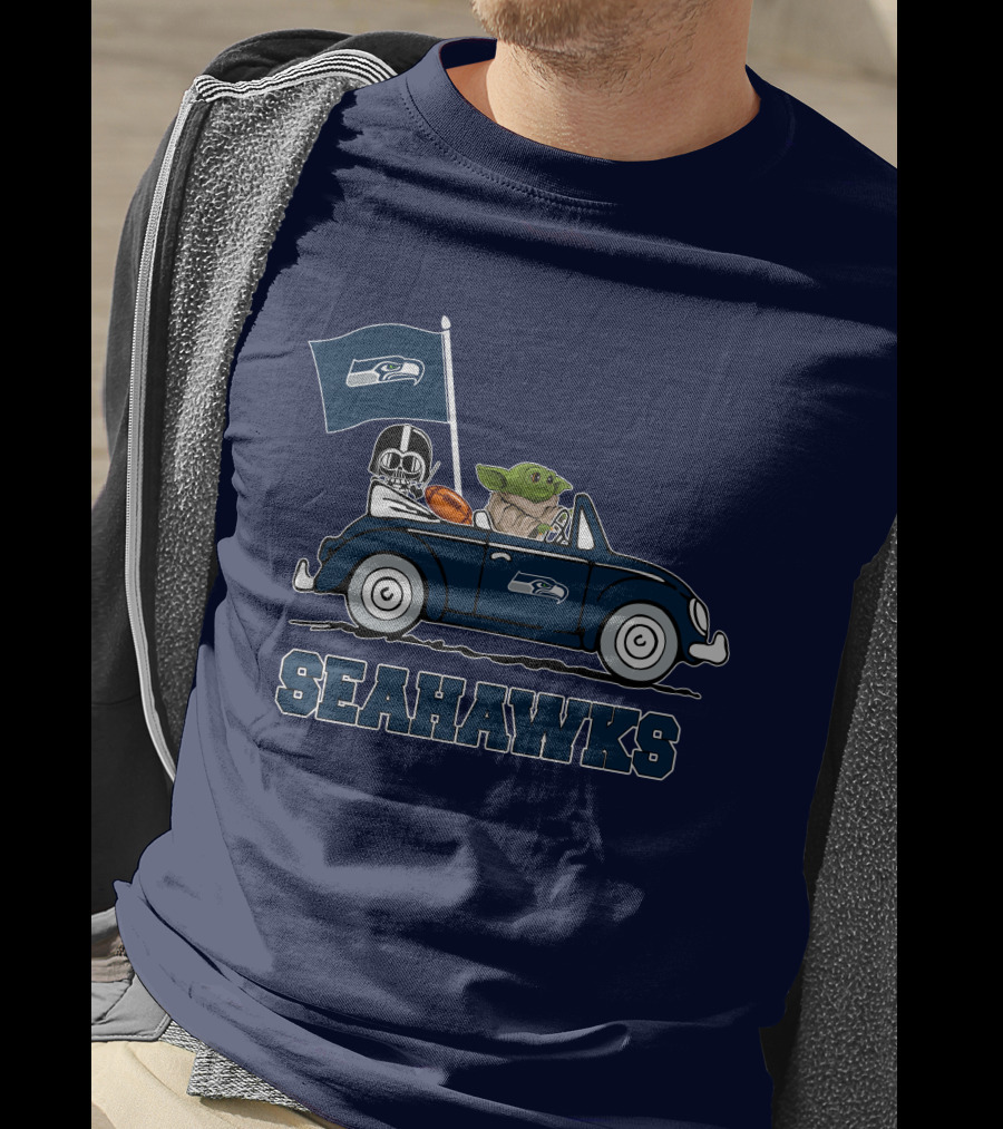 Seahawks Darth Vader Baby Yoda Car Star Wars T-Shirt