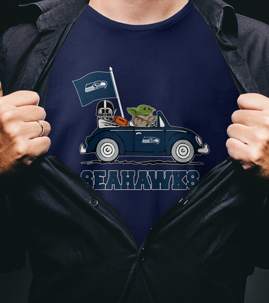 Seahawks Darth Vader Baby Yoda Car Star Wars T-Shirt