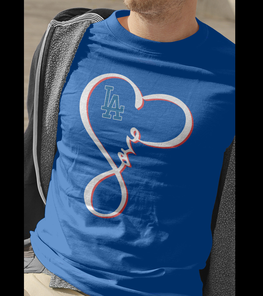 LA Dodgers Love Script With Heart-Shaped T-Shirt