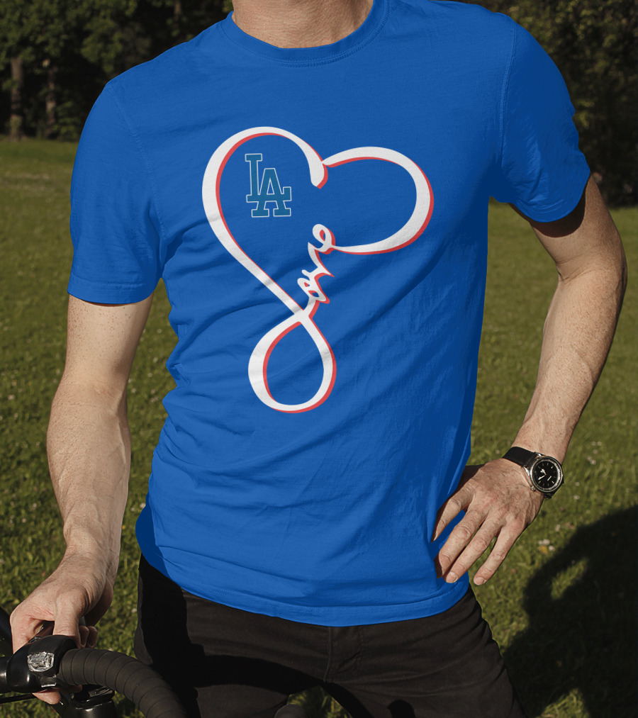 LA Dodgers Love Script With Heart-Shaped T-Shirt