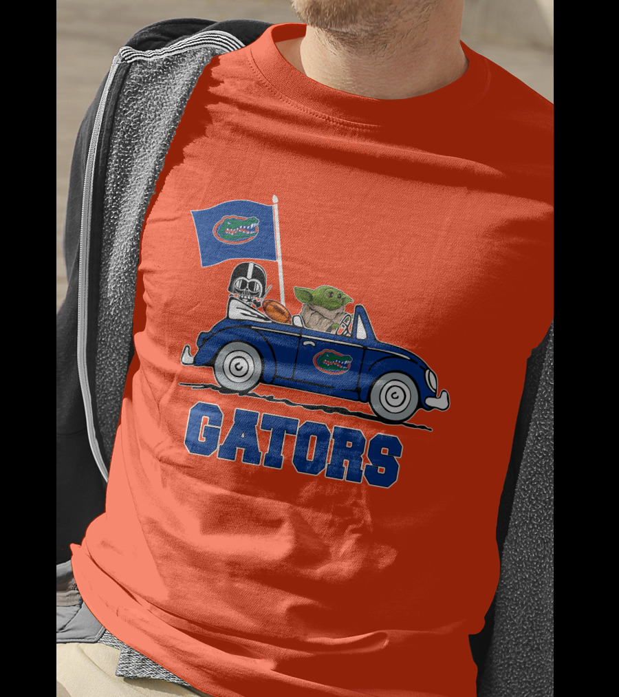 Florida Gators Darth Vader Baby Yoda Driving Car Star Wars Football T-Shirt