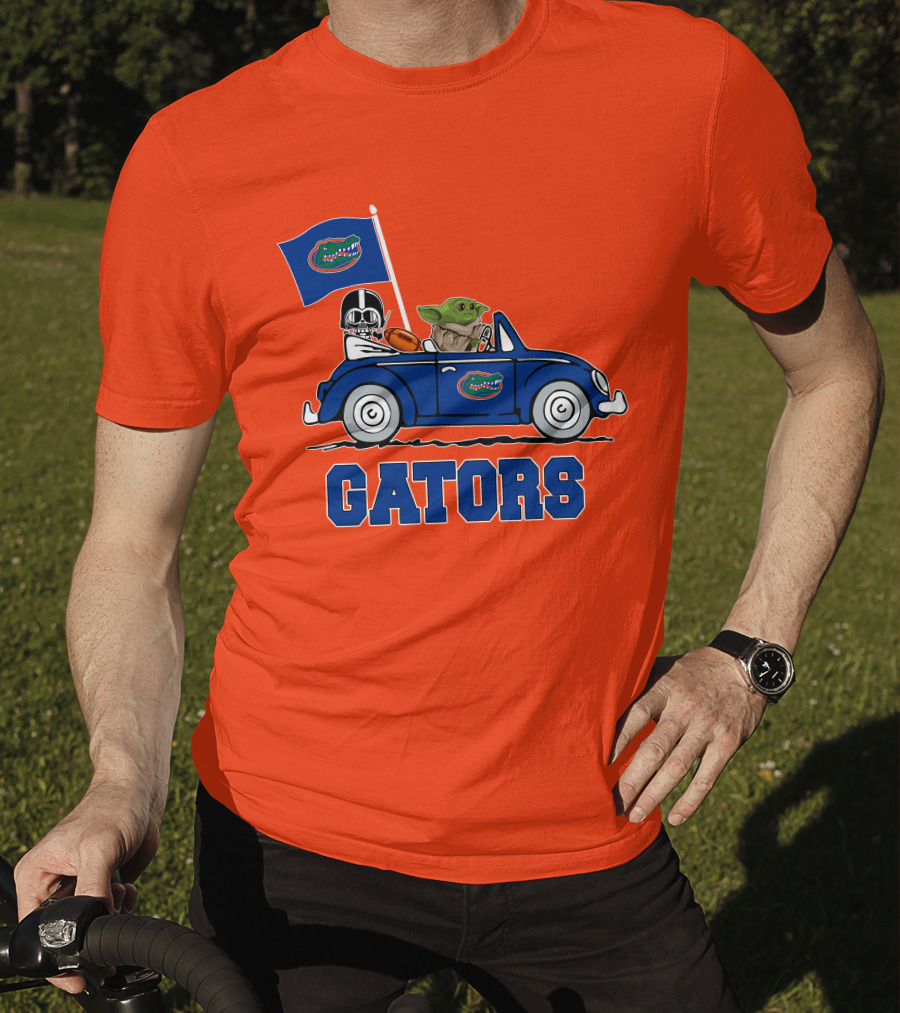 Florida Gators Darth Vader Baby Yoda Driving Car Star Wars Football T-Shirt