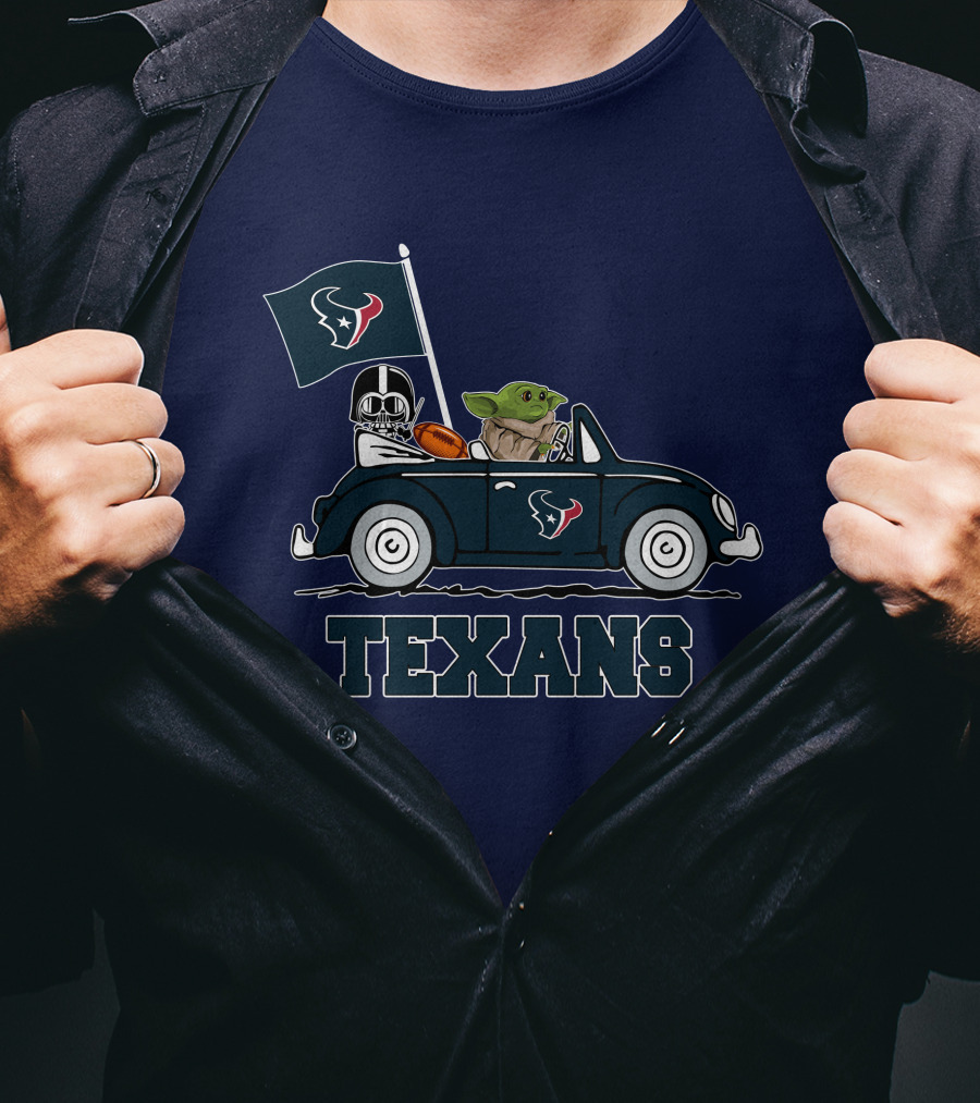 Houston Texans Baby Yoda And Darth Vader Car Adventure Star Wars T-Shirt