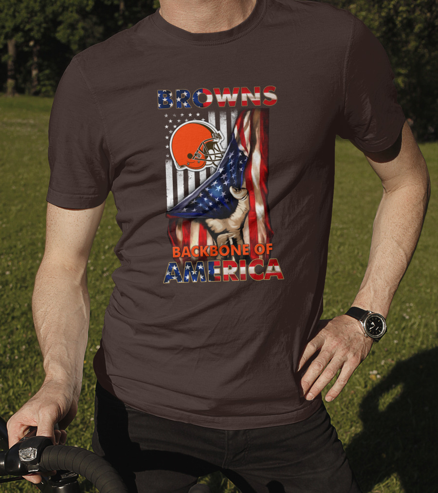 Browns Backbone Of America Cleveland Browns American Flag T-Shirt