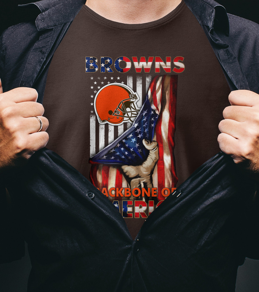 Browns Backbone Of America Cleveland Browns American Flag T-Shirt