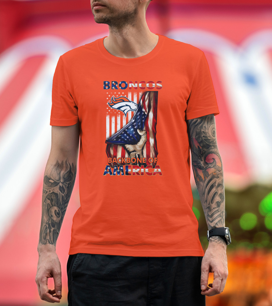 Broncos Backbone Of America Flag T-Shirt