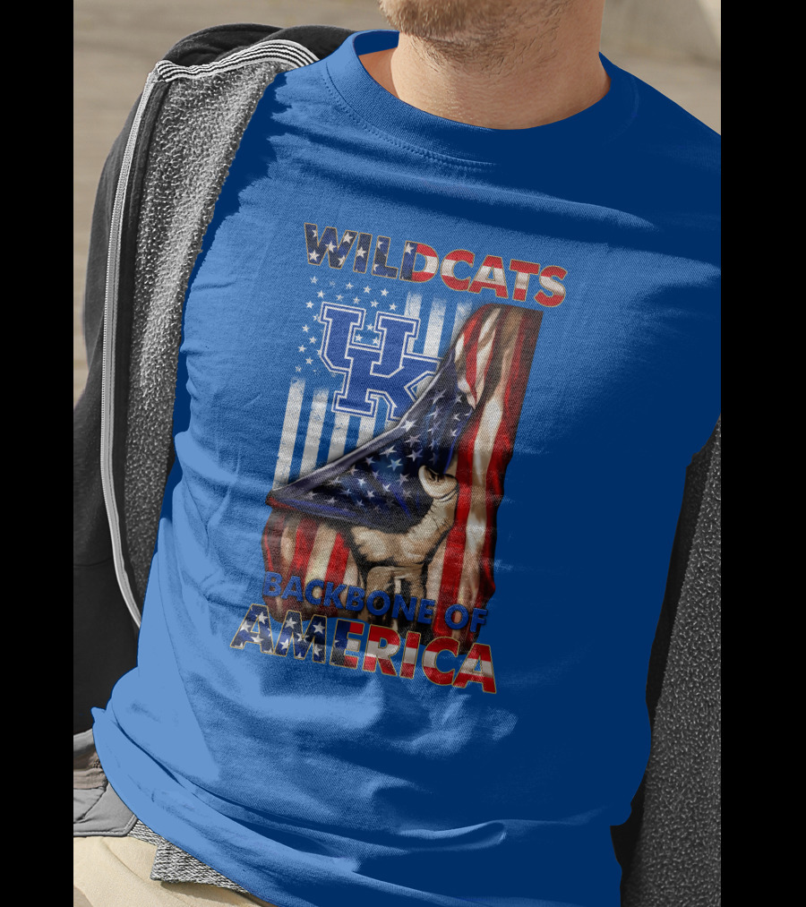 Kentucky Wildcats America Backbone Stars And Stripes Flag T-Shirt