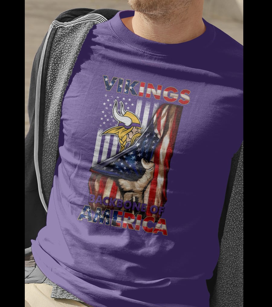 Vikings Backbone Of America Flag And Helmet T-Shirt