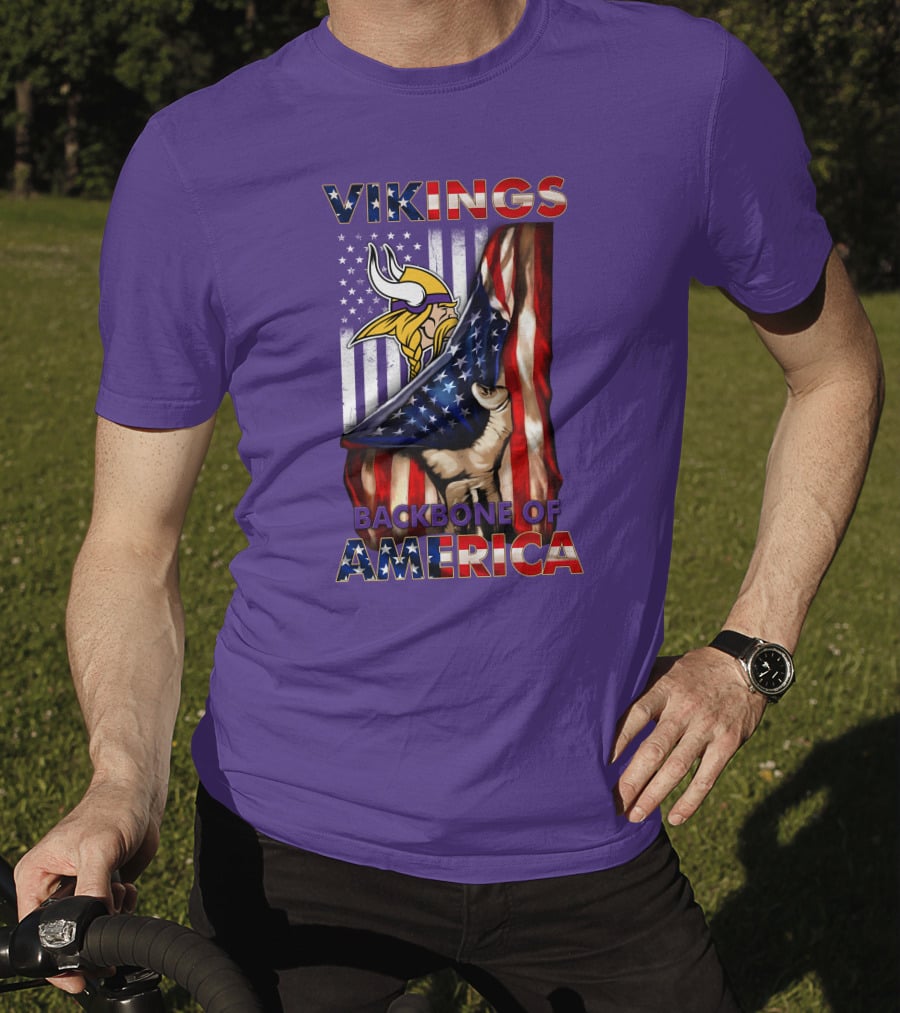 Vikings Backbone Of America Flag And Helmet T-Shirt