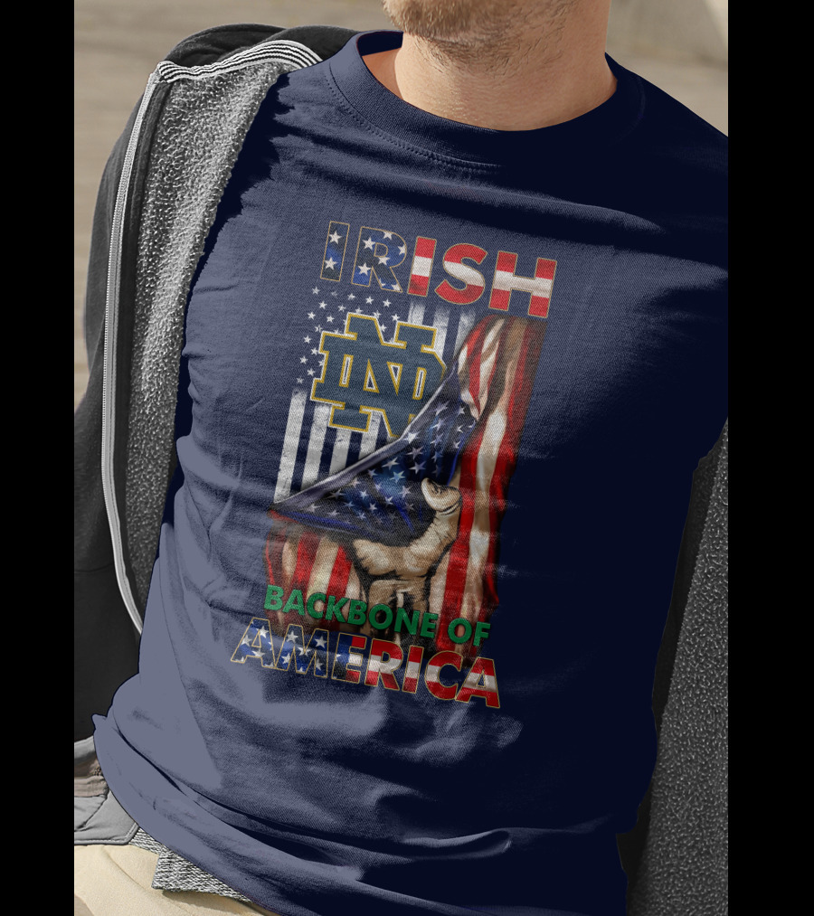 Notre Dame Fighting Irish Nd Logo Backbone Of America Flag T-Shirt