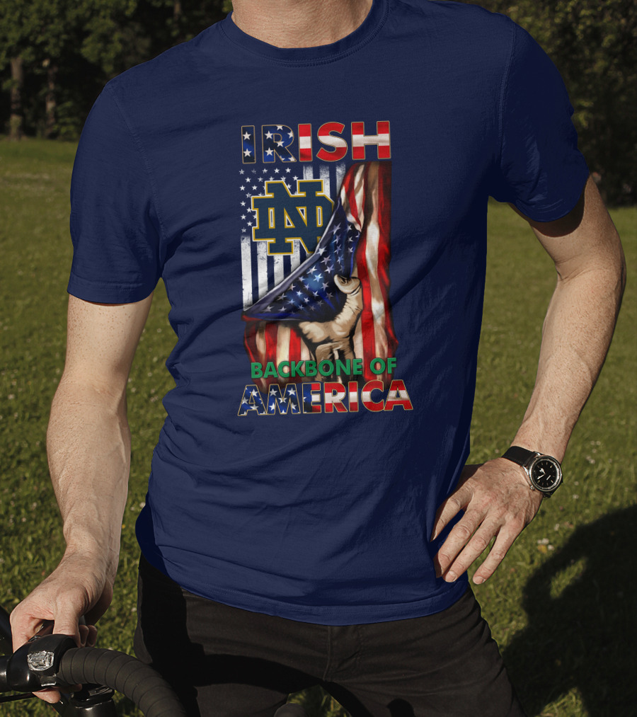 Notre Dame Fighting Irish Nd Logo Backbone Of America Flag T-Shirt