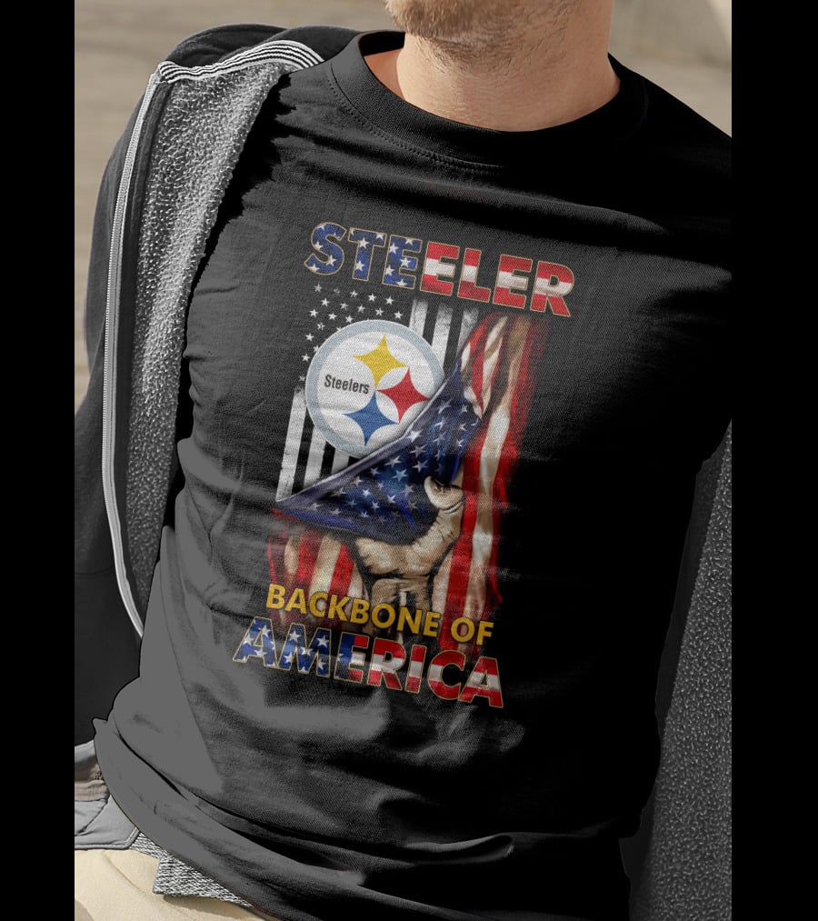 Steelers Backbone Of America American Flag Football Fan Pride T-Shirt