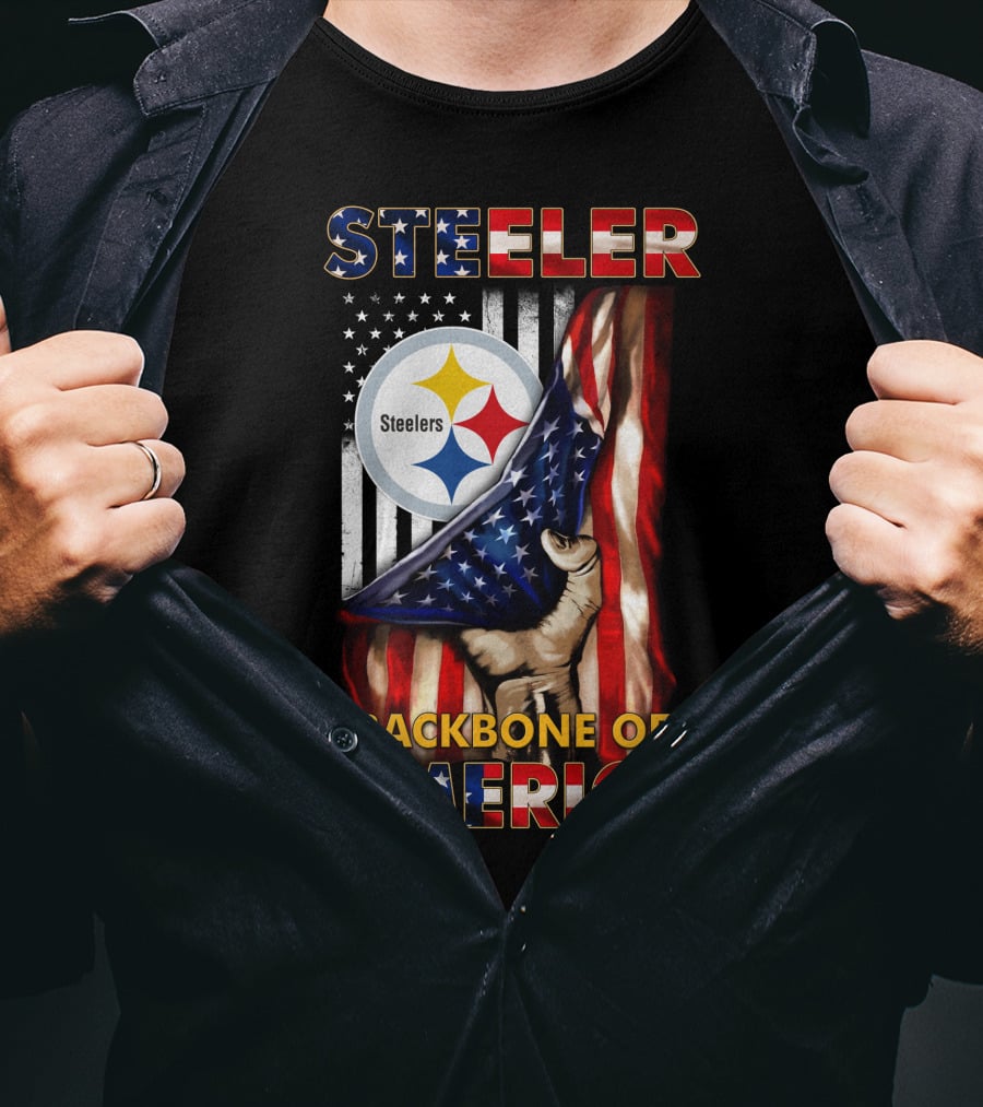 Steelers Backbone Of America American Flag Football Fan Pride T-Shirt