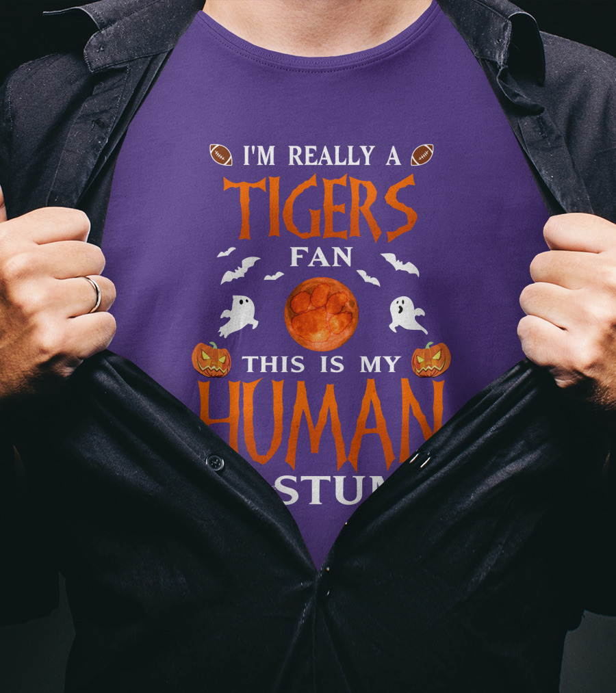 I'm Really A Clemson Tigers Fan This Is My Human Costume T-Shirt