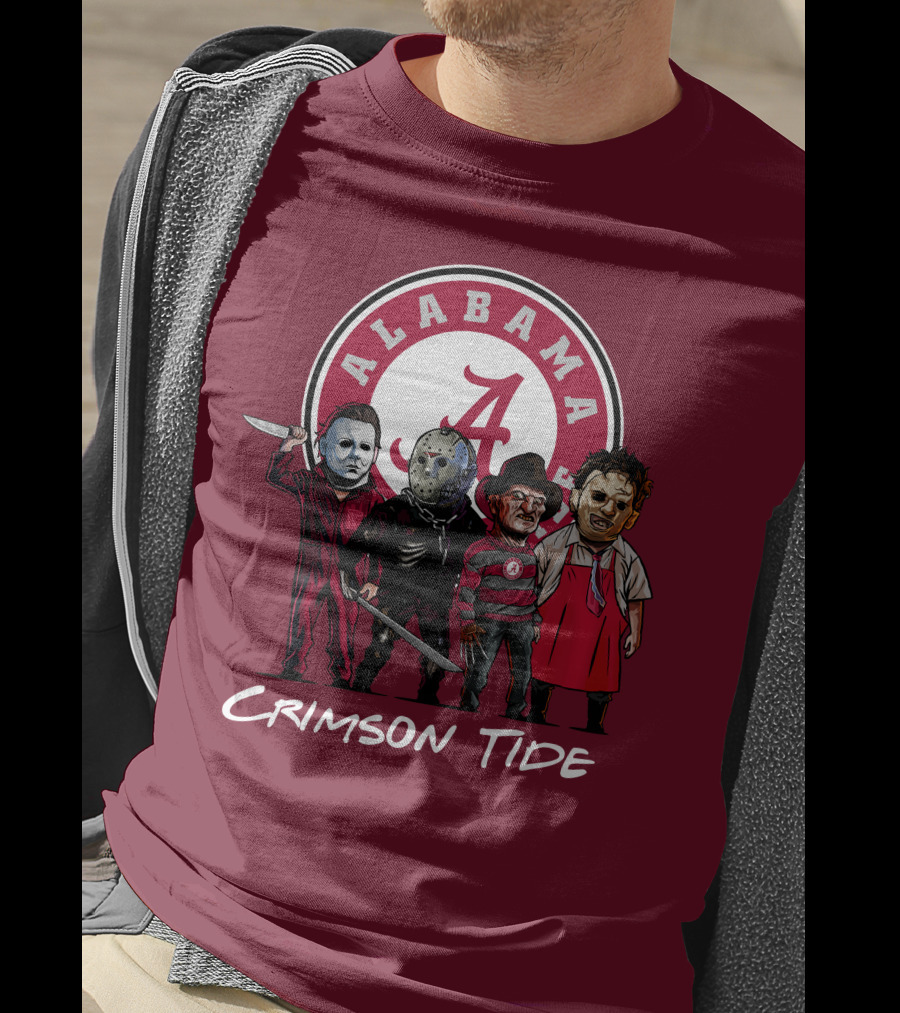 Alabama Crimson Tide Halloween The Slasher Squad Teams Freddy Jason Michael Myers T-Shirt