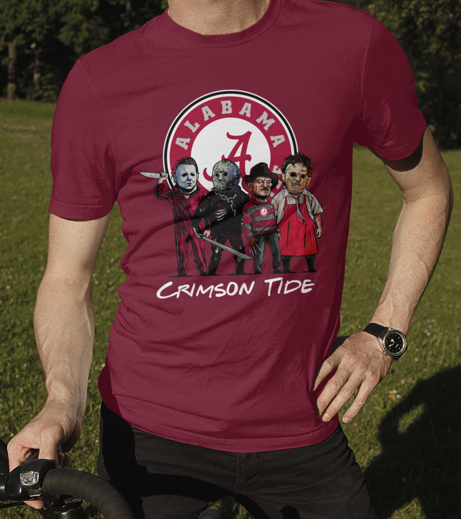 Alabama Crimson Tide Halloween The Slasher Squad Teams Freddy Jason Michael Myers T-Shirt
