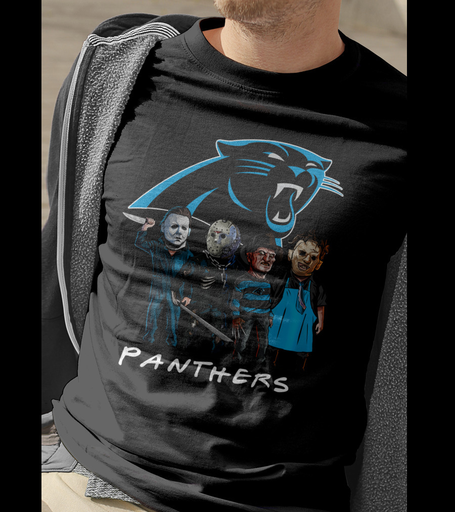 Carolina Panthers Halloween Featuring Iconic Slasher Squad Team T-Shirt