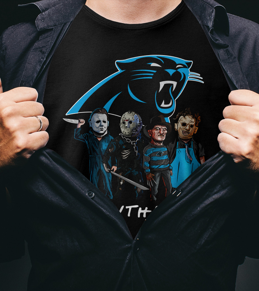 Carolina Panthers Halloween Featuring Iconic Slasher Squad Team T-Shirt
