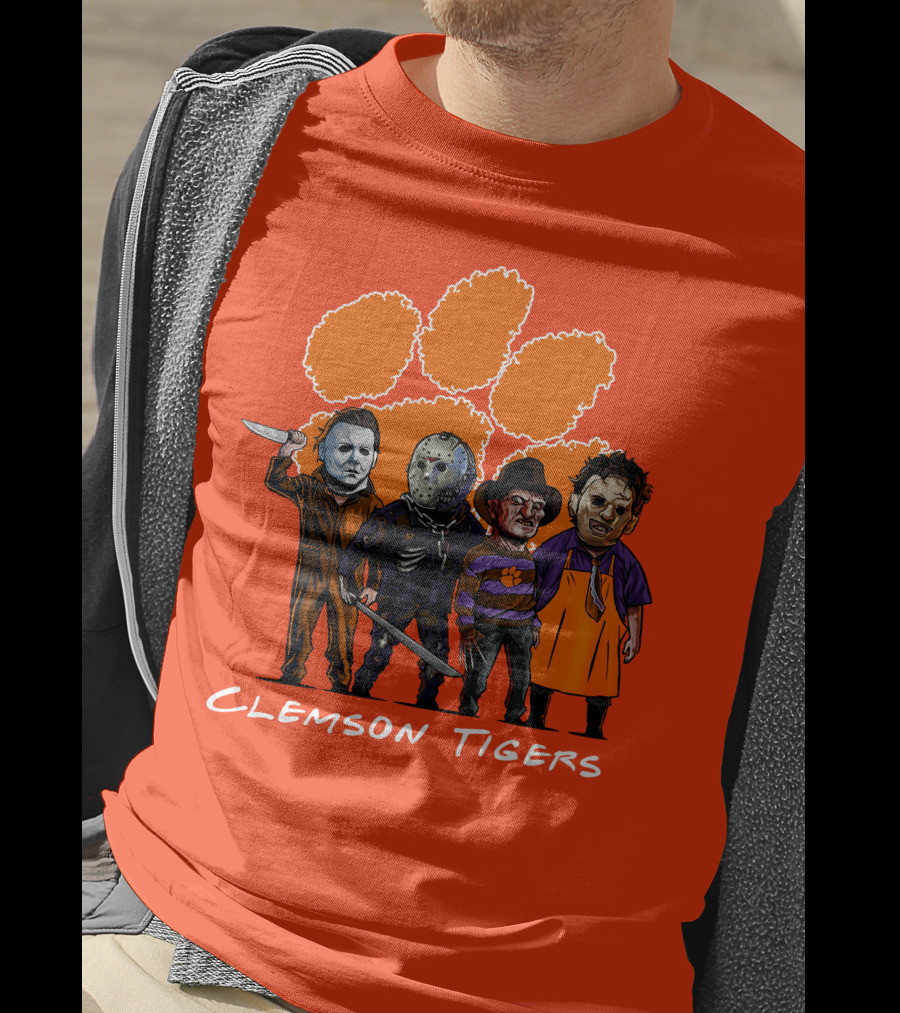 Clemson Tigers Halloween Slasher Squad Horror Characters T-Shirt