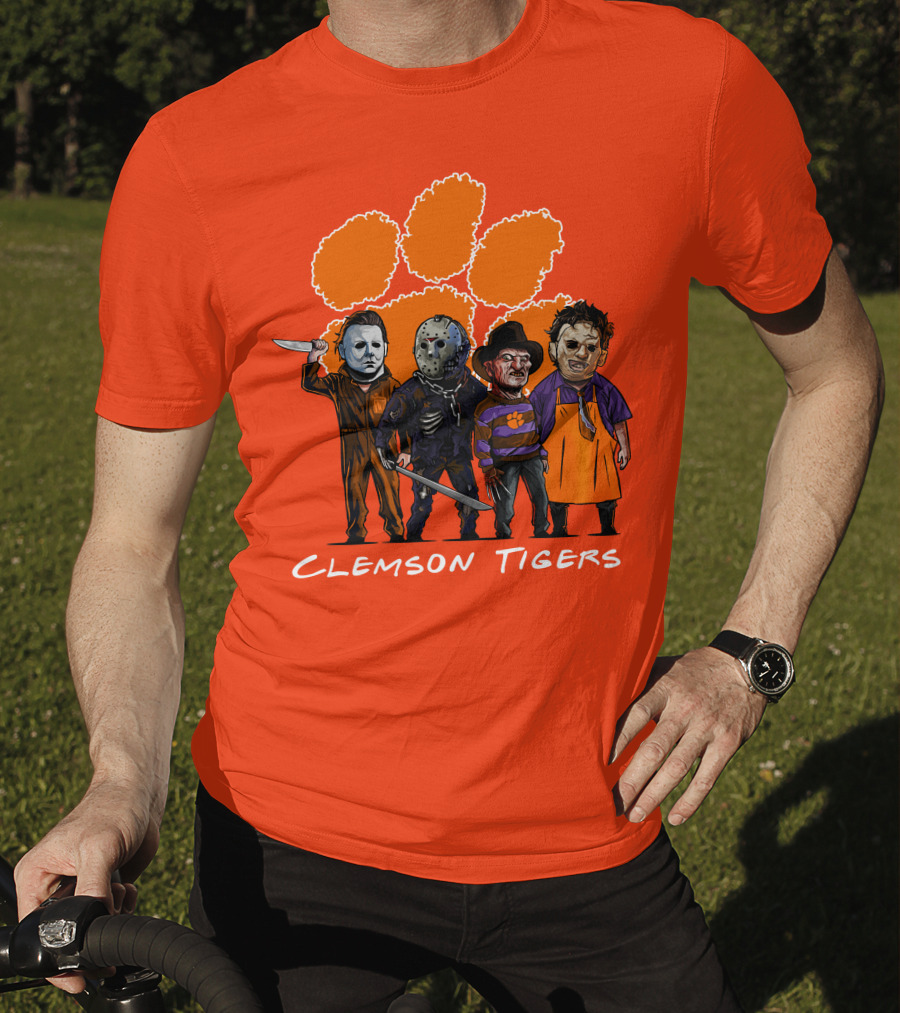 Clemson Tigers Halloween Slasher Squad Horror Characters T-Shirt