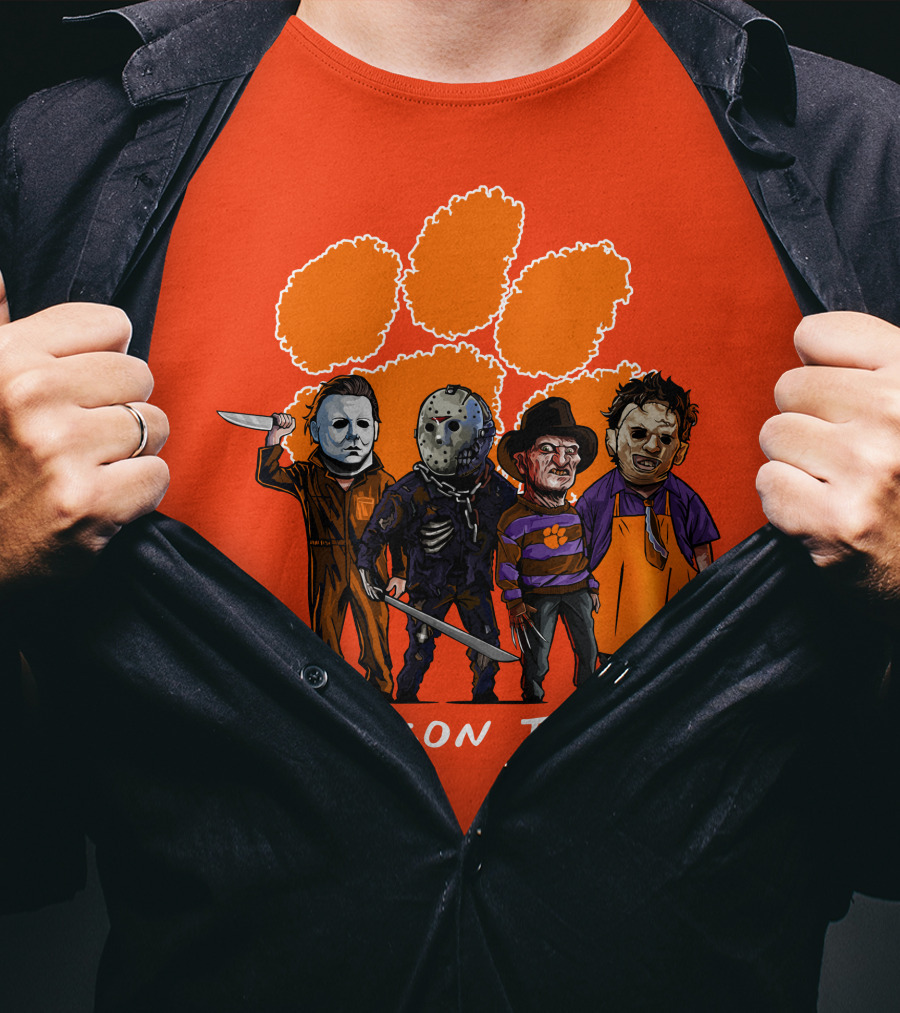 Clemson Tigers Halloween Slasher Squad Horror Characters T-Shirt