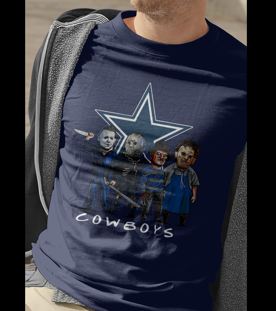 Dallas Cowboys Halloween Slasher Squad Iconic Horror Characters T-Shirt