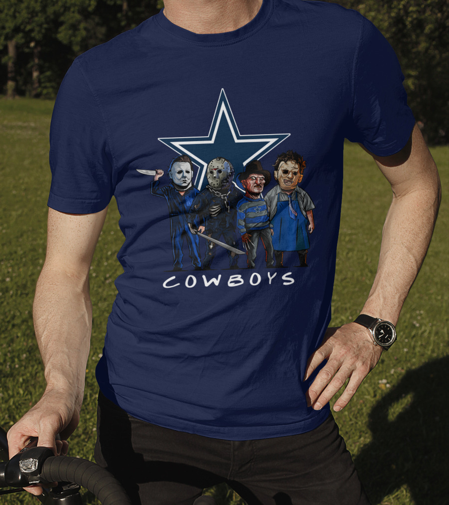 Dallas Cowboys Halloween Slasher Squad Iconic Horror Characters T-Shirt