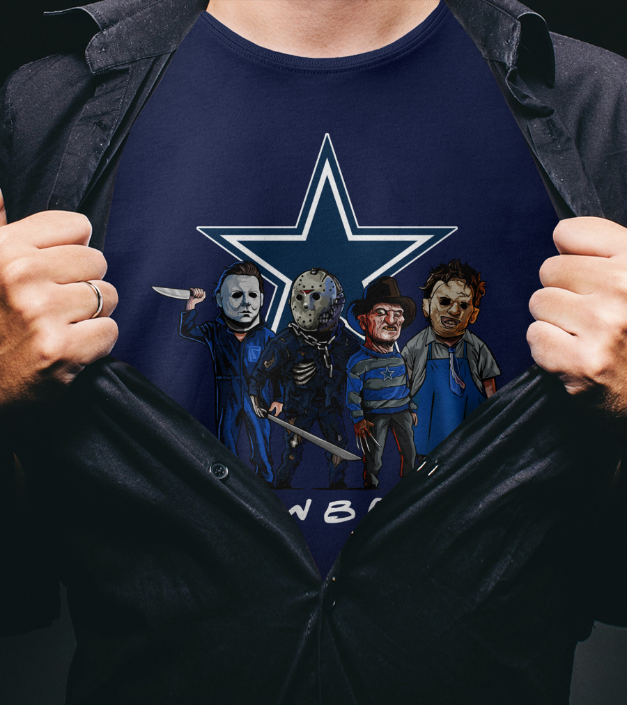 Dallas Cowboys Halloween Slasher Squad Iconic Horror Characters T-Shirt
