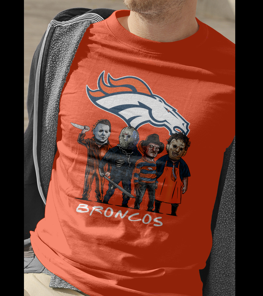 Broncos Halloween Slasher Squad Denver Team Horror Icons T-Shirt
