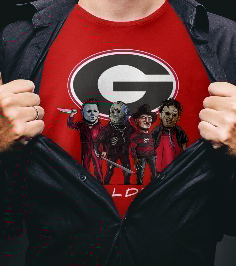 Georgia Bulldogs Halloween Slasher Movie Characters Team T-Shirt
