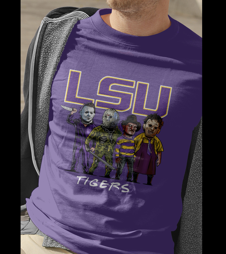 LSU Tigers Halloween The Slasher Squad Teams Horror Characters T-Shirt