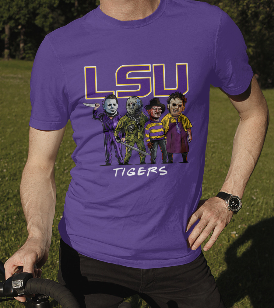 LSU Tigers Halloween The Slasher Squad Teams Horror Characters T-Shirt