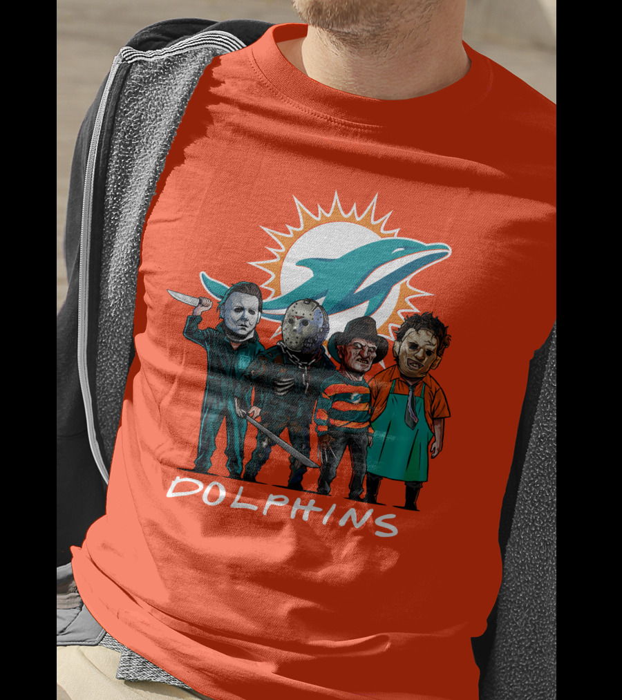 Miami Dolphins Halloween The Slasher Squad Teams Horror Characters T-Shirt