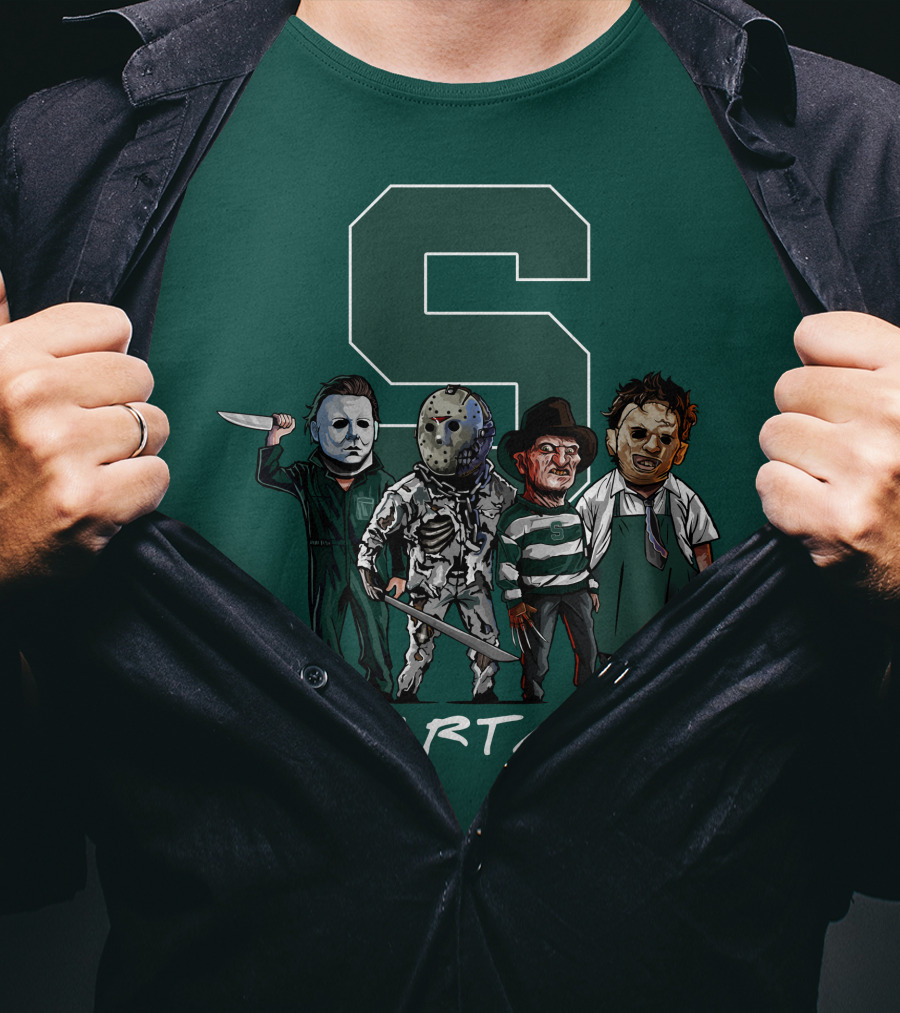 Halloween Slasher Squad Michigan State Spartans Monsters T-Shirt