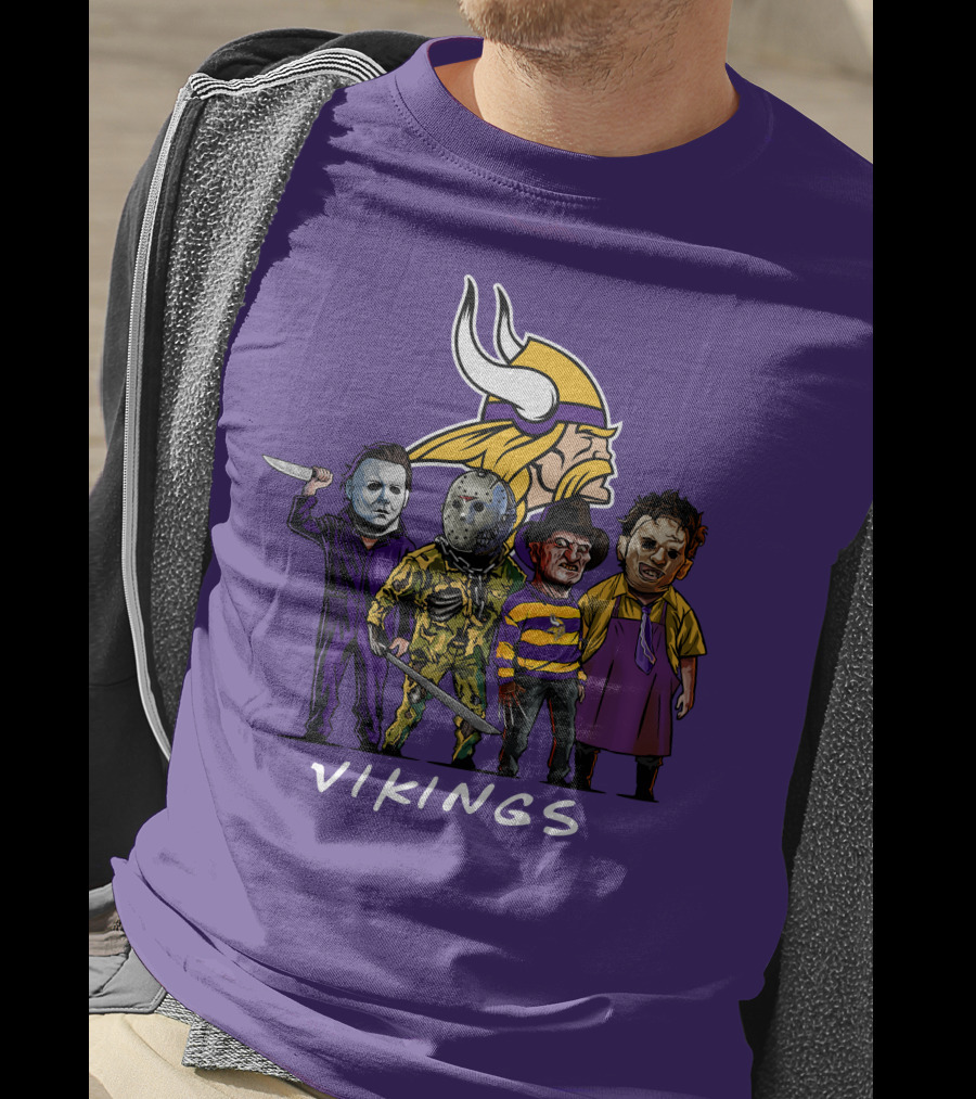 Minnesota Vikings Halloween Horror Icons Team Squad T-Shirt
