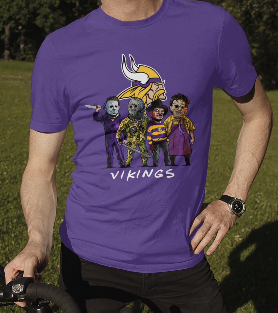 Minnesota Vikings Halloween Horror Icons Team Squad T-Shirt