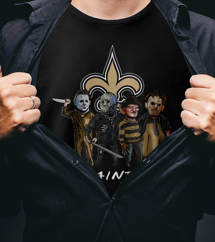New Orleans Saints Halloween Slasher Squad Character Mashup T-Shirt
