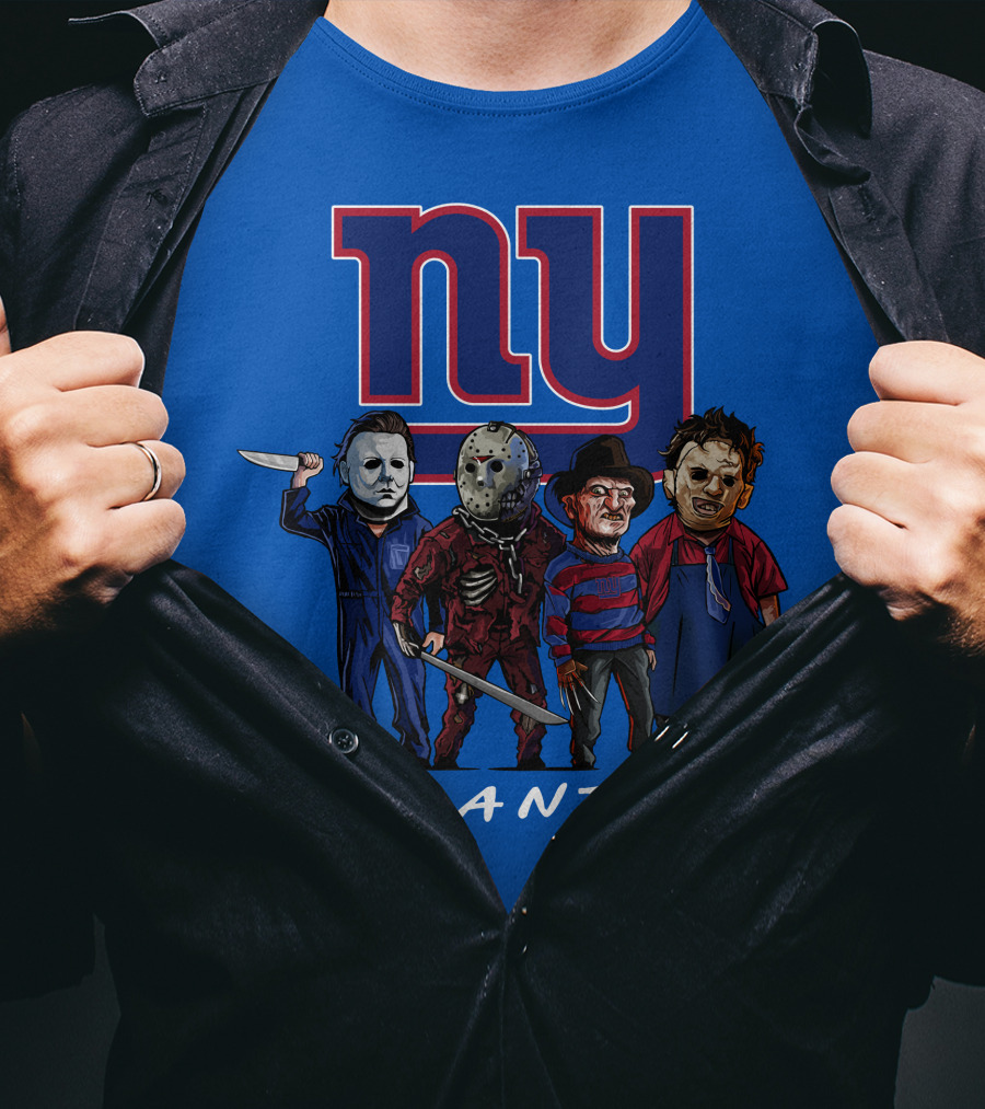 New York Giants Halloween Slasher Squad With Iconic Horror Characters T-Shirt