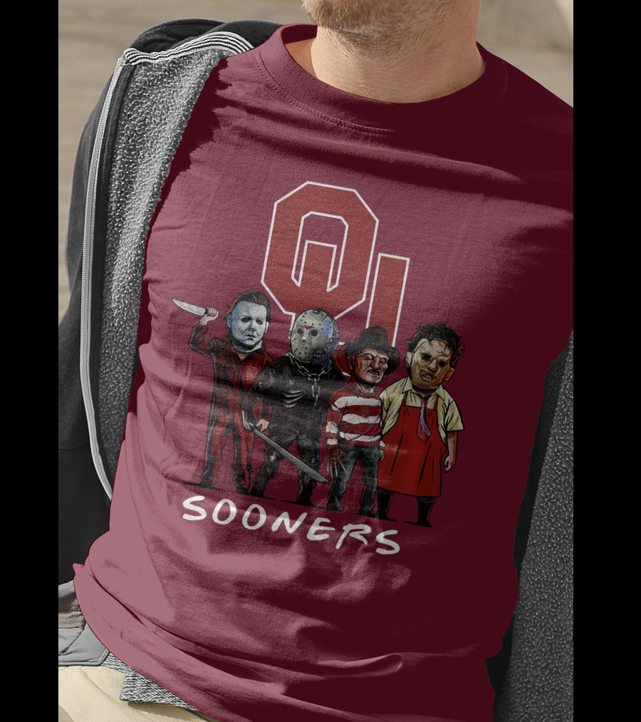 Oklahoma Sooners Halloween Slasher Squad Horror Icons T-Shirt
