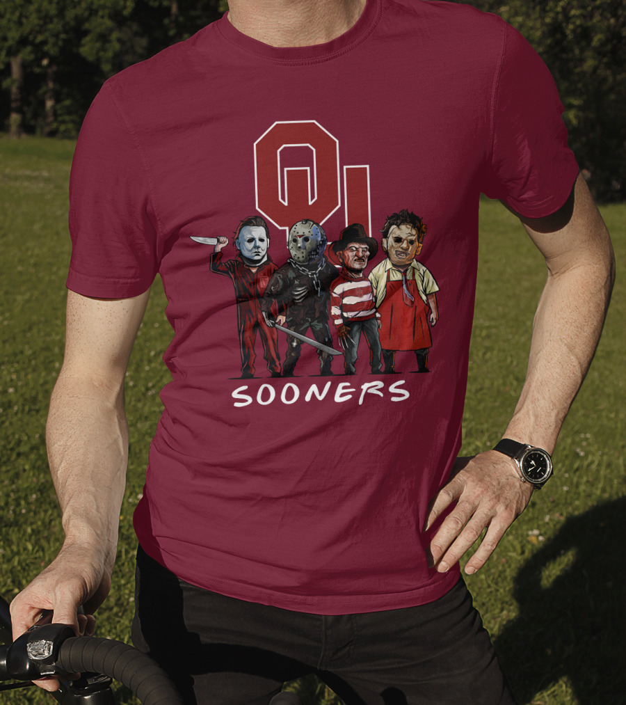 Oklahoma Sooners Halloween Slasher Squad Horror Icons T-Shirt