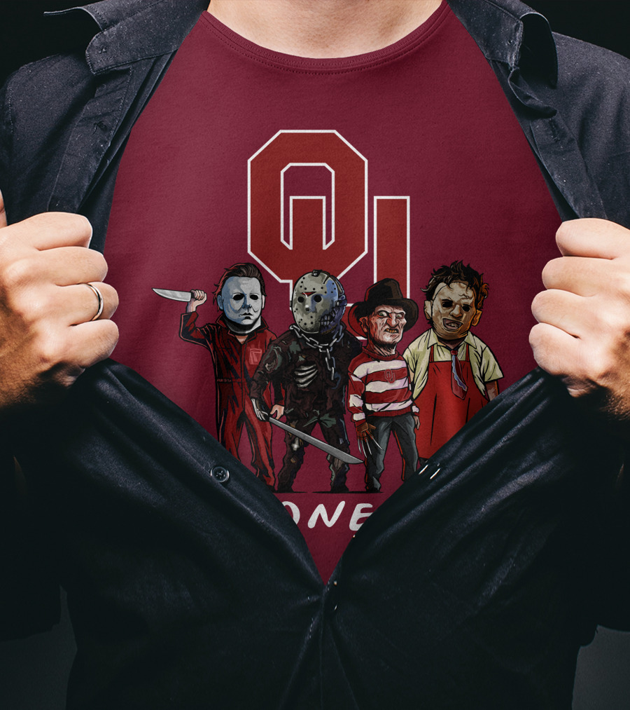 Oklahoma Sooners Halloween Slasher Squad Horror Icons T-Shirt