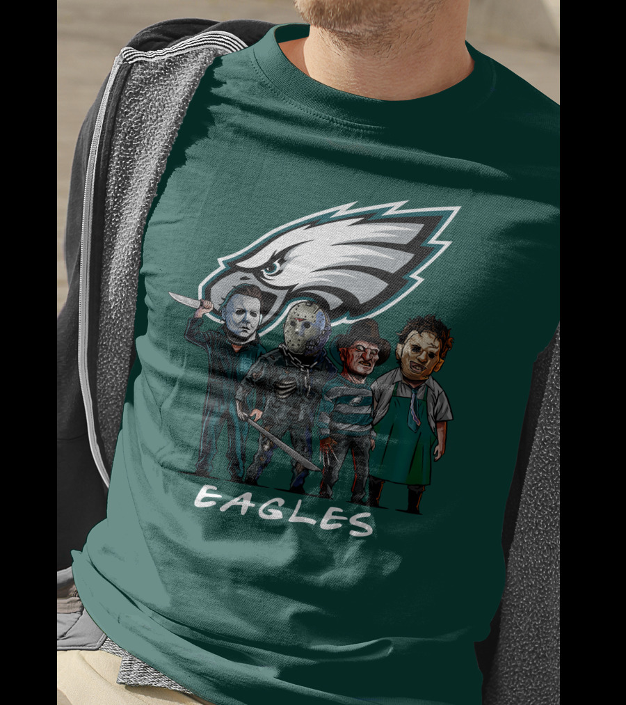 Philadelphia Eagles Halloween The Slasher Squad Horror Team Characters T-Shirt