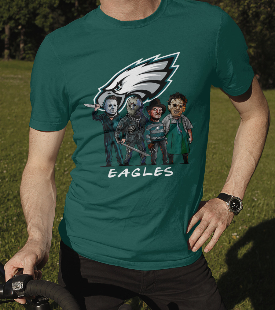 Philadelphia Eagles Halloween The Slasher Squad Horror Team Characters T-Shirt