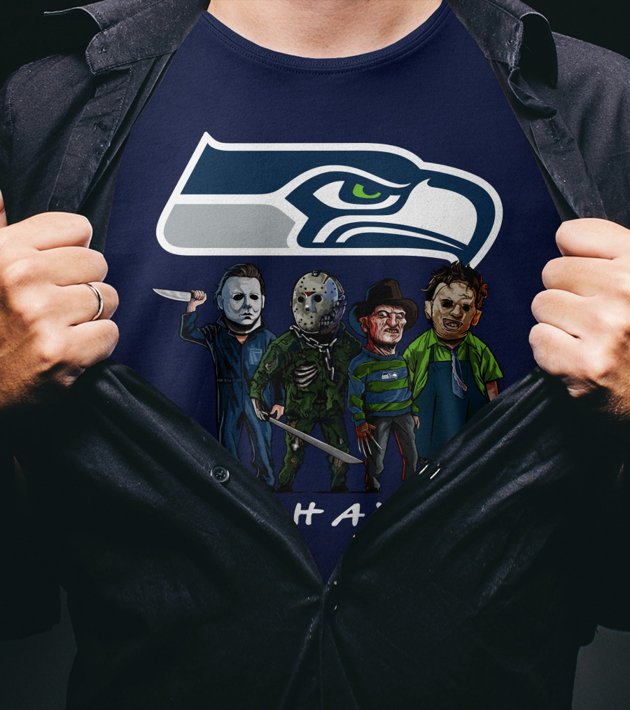 Seattle Seahawks Halloween The Slasher Squad Teams Horror Characters T-Shirt