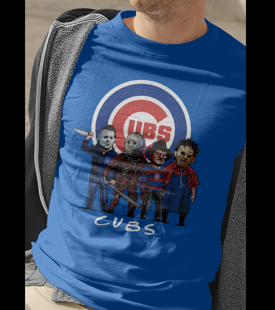Chicago Cubs Halloween Slasher Squad Featuring Iconic Horror Characters T-Shirt